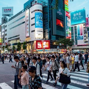 a busy crossing in tokyo